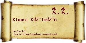 Kimmel Kálmán névjegykártya