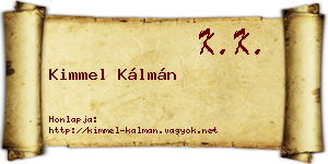 Kimmel Kálmán névjegykártya